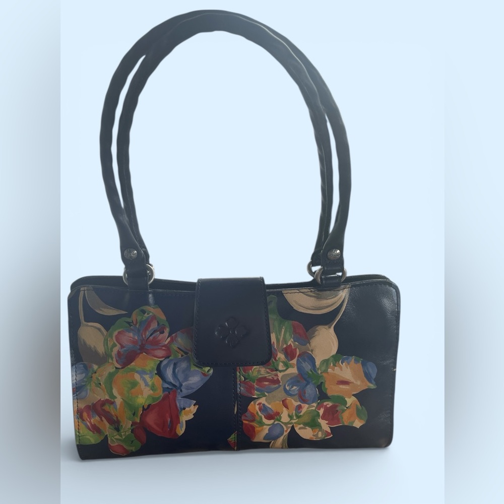 Patricia Nash New Navy Floral Handbag with 3 interior Sections